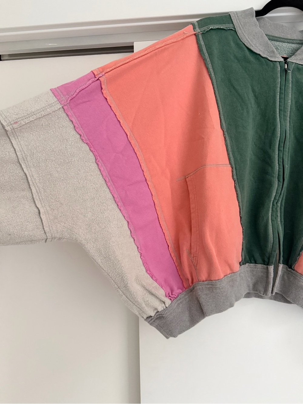 Free People Colorblock Zip-Front Bomber Crewneck - Picture 2 of 6